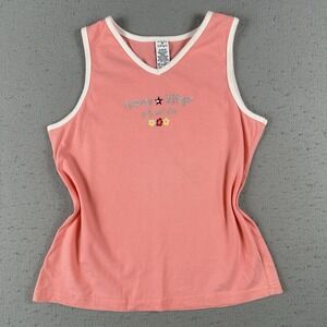 Vtg Y2K‎ Tommy Hilfiger Tank Top Women's Small Pink Girls Surf Club Glitter